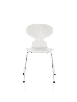 Die Ameise Stuhl 3100 3-Bein GEFÄRBTE ESCHE WEISS / GESTELL CHROM Fritz Hansen EINZELSTÜCK 